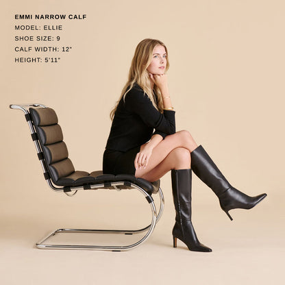 Emmi Black Leather Narrow Calf Boots | Dolce Vita