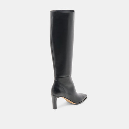 Emmi Black Leather Narrow Calf Boots | Dolce Vita