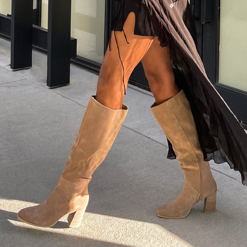 FYNN Boots Truffle Suede | Knee-High Truffle Suede Boots
 – Dolce Vita | Dolce Vita