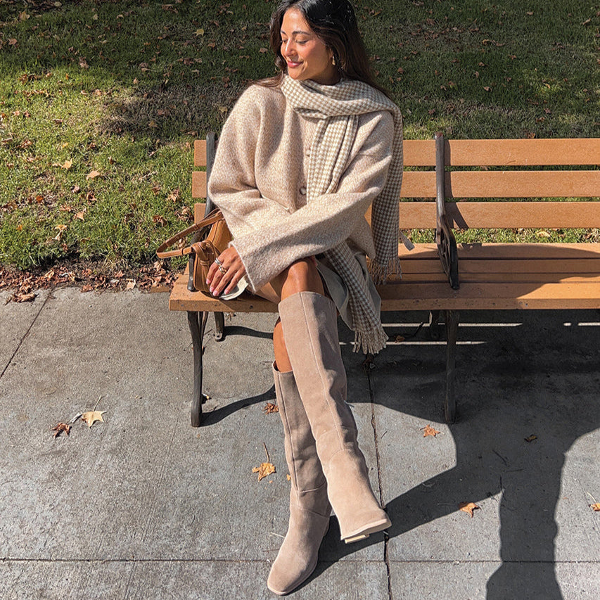 FYNN Boots Truffle Suede | Knee-High Truffle Suede Boots
 – Dolce Vita | Dolce Vita