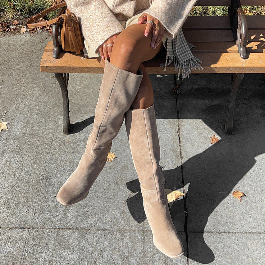 FYNN Boots Truffle Suede | Knee-High Truffle Suede Boots
 – Dolce Vita | Dolce Vita