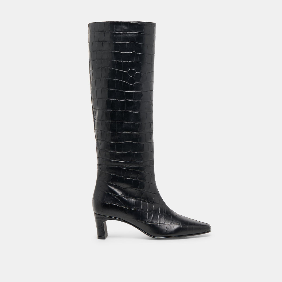 Trixi Noir Croco Embossed Leather Boots | Dolce Vita
