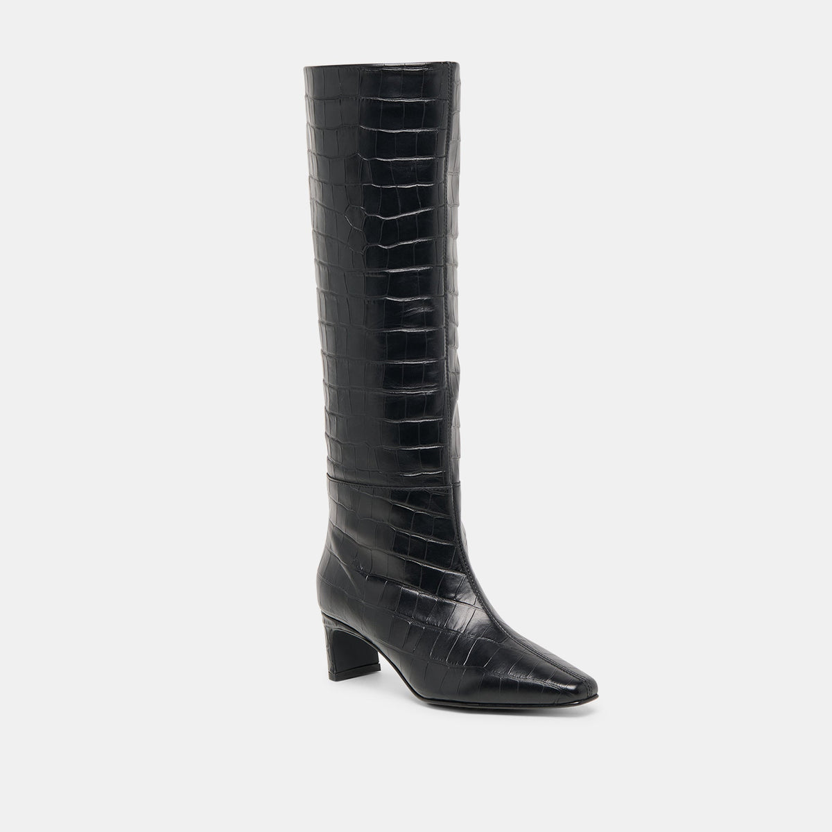 Trixi Noir Croco Embossed Leather Boots | Dolce Vita