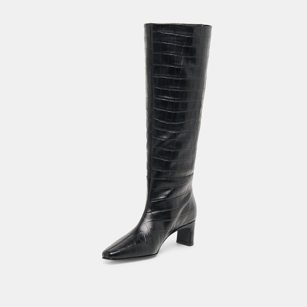 Trixi Noir Croco Embossed Leather Boots | Dolce Vita