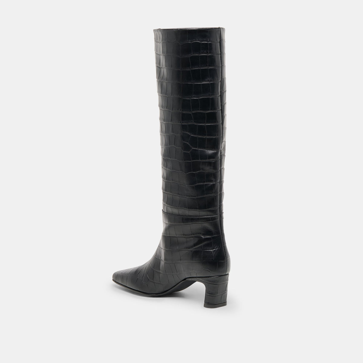 Trixi Noir Croco Embossed Leather Boots | Dolce Vita