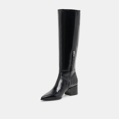 Kirson Black Leather Wide Calf Boots | Dolce Vita