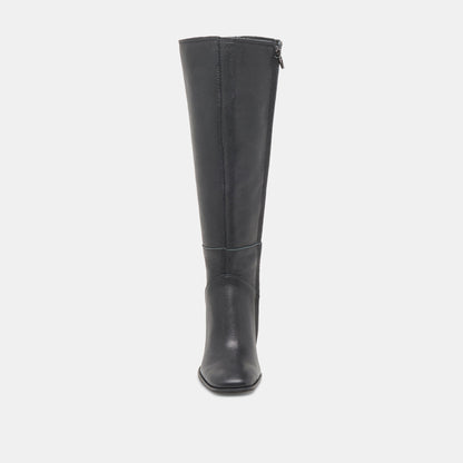 FYNN Wide Calf Boots Onyx Leather | Women's Onyx Knee-High Boots
 – Dolce Vita | Dolce Vita