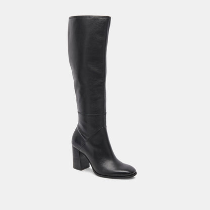 FYNN Wide Calf Boots Onyx Leather | Women's Onyx Knee-High Boots
 – Dolce Vita | Dolce Vita