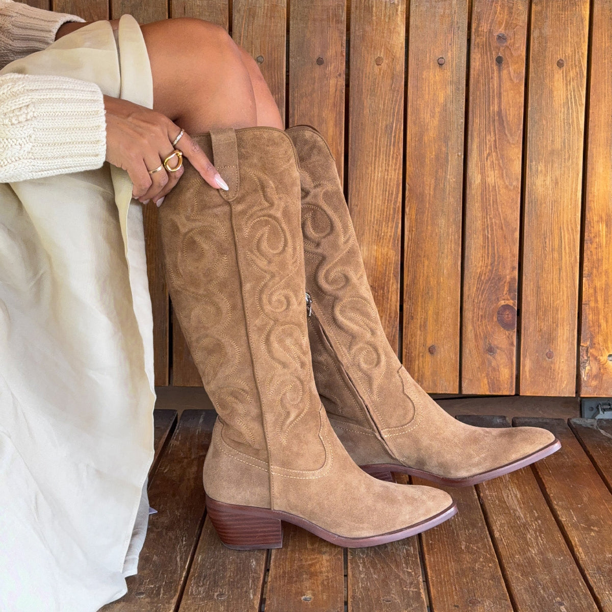 Mirla Lt Brown Suede Boots | Dolce Vita