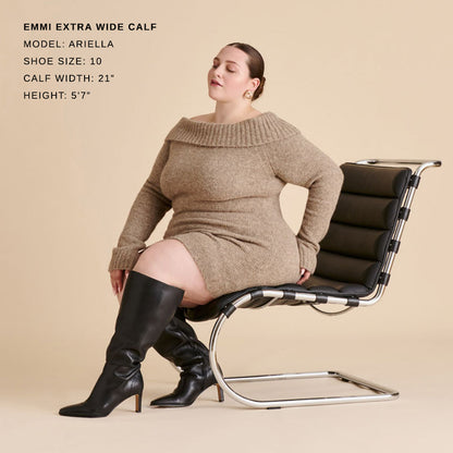 Emmi Black Leather Extra Wide Calf Boots | Dolce Vita