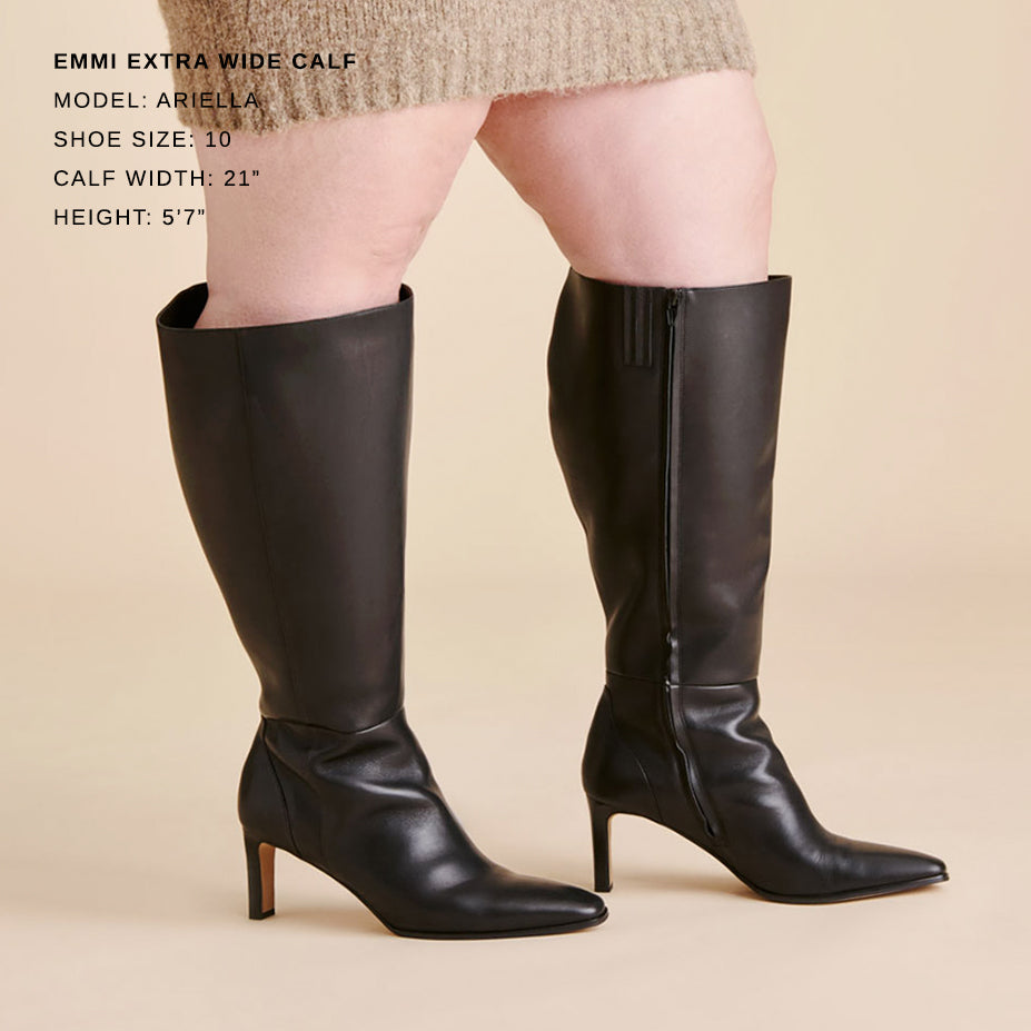 Emmi Black Leather Extra Wide Calf Boots | Dolce Vita
