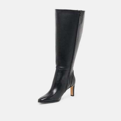 Emmi Black Leather Extra Wide Calf Boots | Dolce Vita