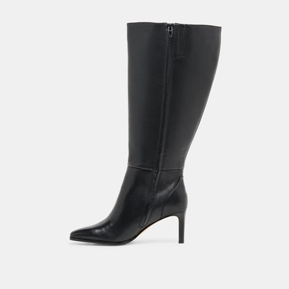 Emmi Black Leather Extra Wide Calf Boots | Dolce Vita