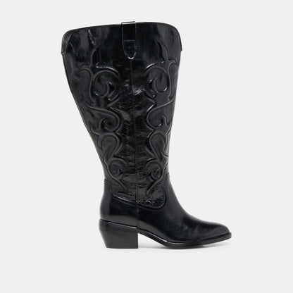 Mirla Black Leather Extra Wide Calf Boots | Dolce Vita