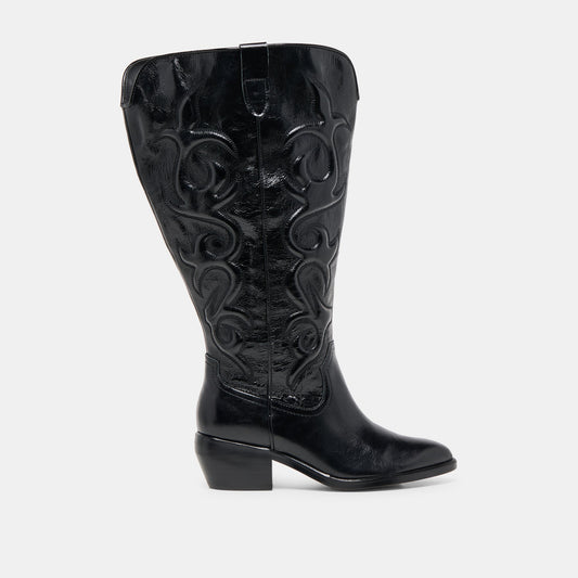 Mirla Black Leather Extra Wide Calf Boots | Dolce Vita