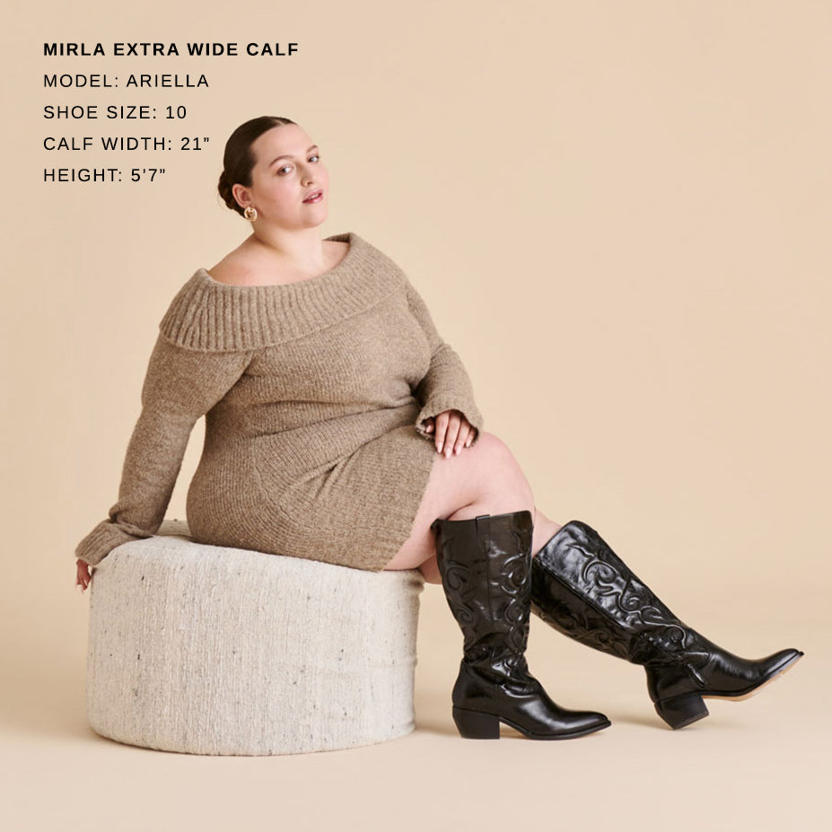 Mirla Black Leather Extra Wide Calf Boots | Dolce Vita
