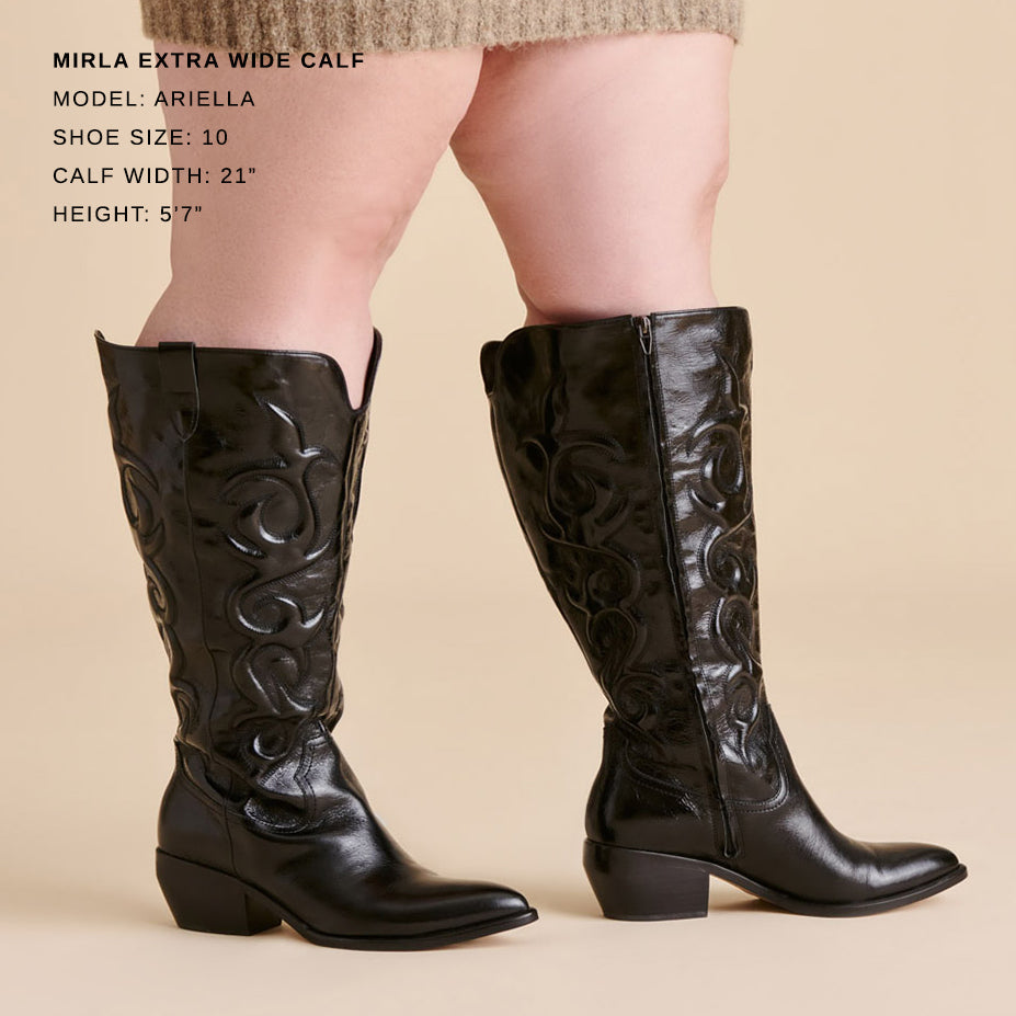 Mirla Black Leather Extra Wide Calf Boots | Dolce Vita
