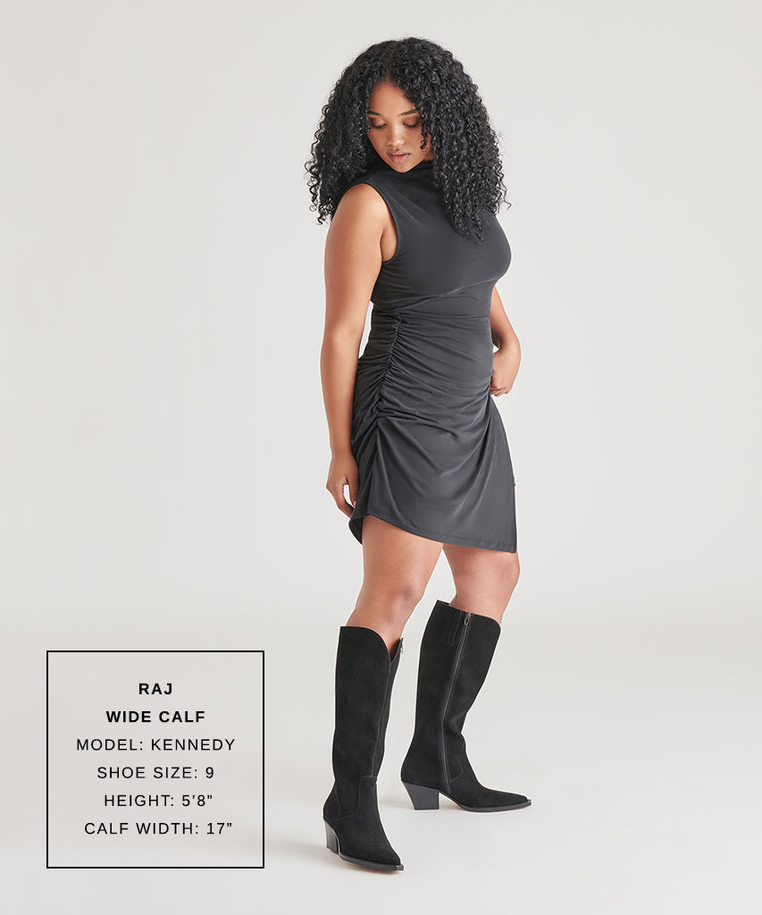 RAJ Wide Calf Boots Onyx Suede | Women's Onyx Suede Knee-High Boots
 – Dolce Vita | Dolce Vita