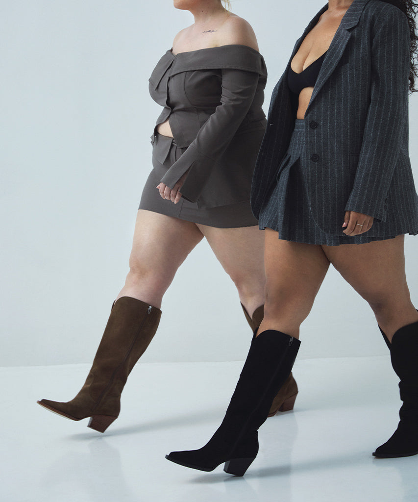 RAJ Wide Calf Boots Onyx Suede | Women's Onyx Suede Knee-High Boots
 – Dolce Vita | Dolce Vita