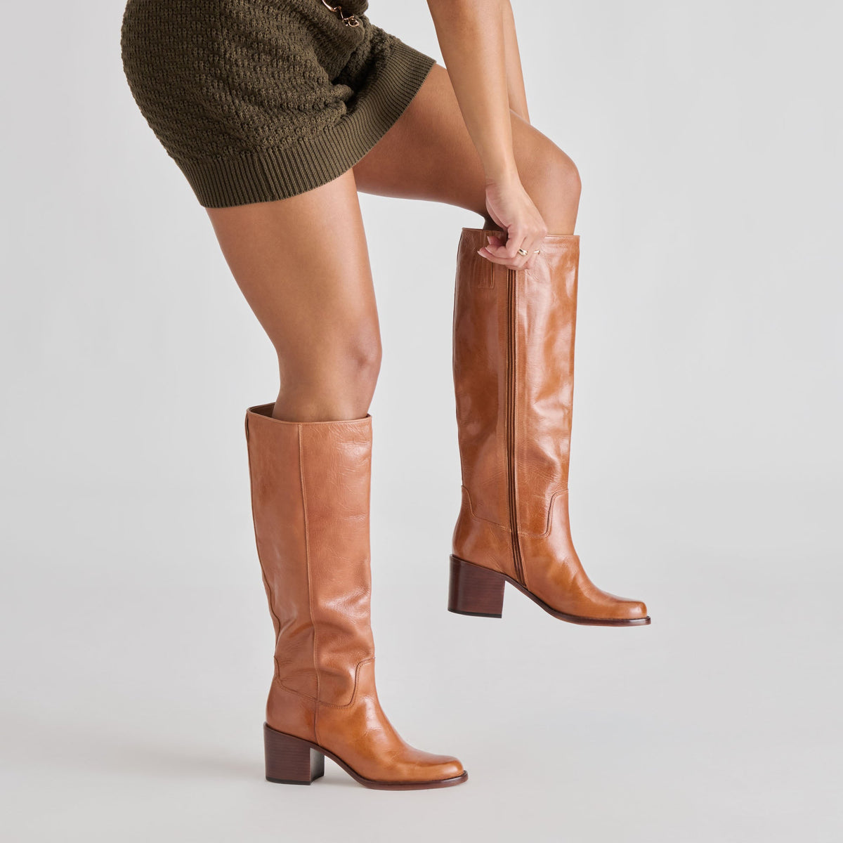 Lucyle Tan Leather Boots | Dolce Vita