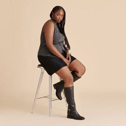 Kilian H2O Waterproof Black Leather Wide Calf Boots | Dolce Vita