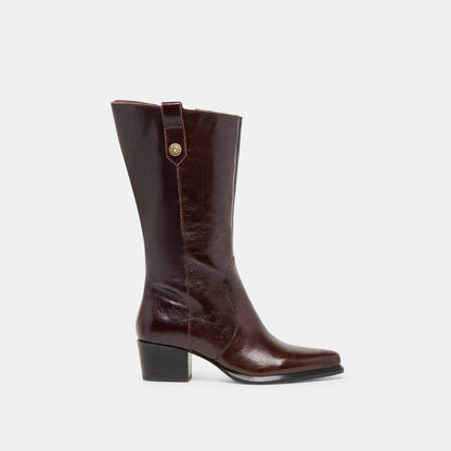 Vern Chocolate Leather Wide Calf Boots | Dolce Vita