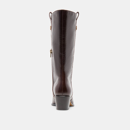 Vern Chocolate Leather Wide Calf Boots | Dolce Vita