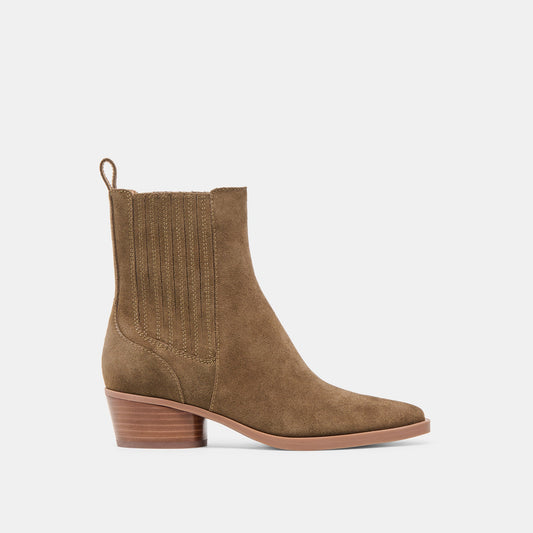 Faint H2O Waterproof Olive Suede Booties | Dolce Vita