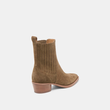 Faint H2O Waterproof Olive Suede Booties | Dolce Vita