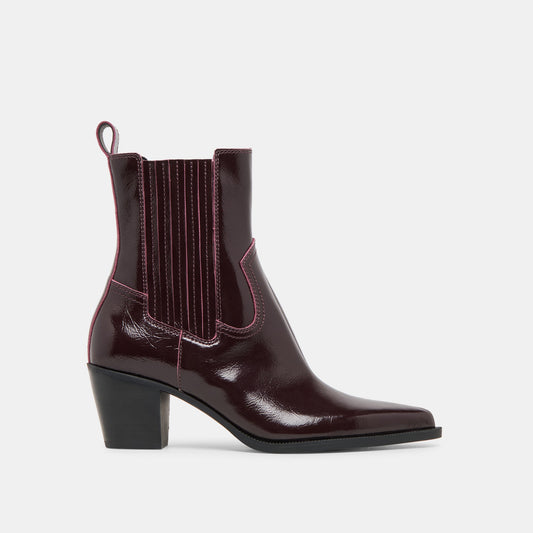 Slim Mulberry Crinkle Patent Booties | Dolce Vita