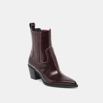 Slim Mulberry Crinkle Patent Booties | Dolce Vita