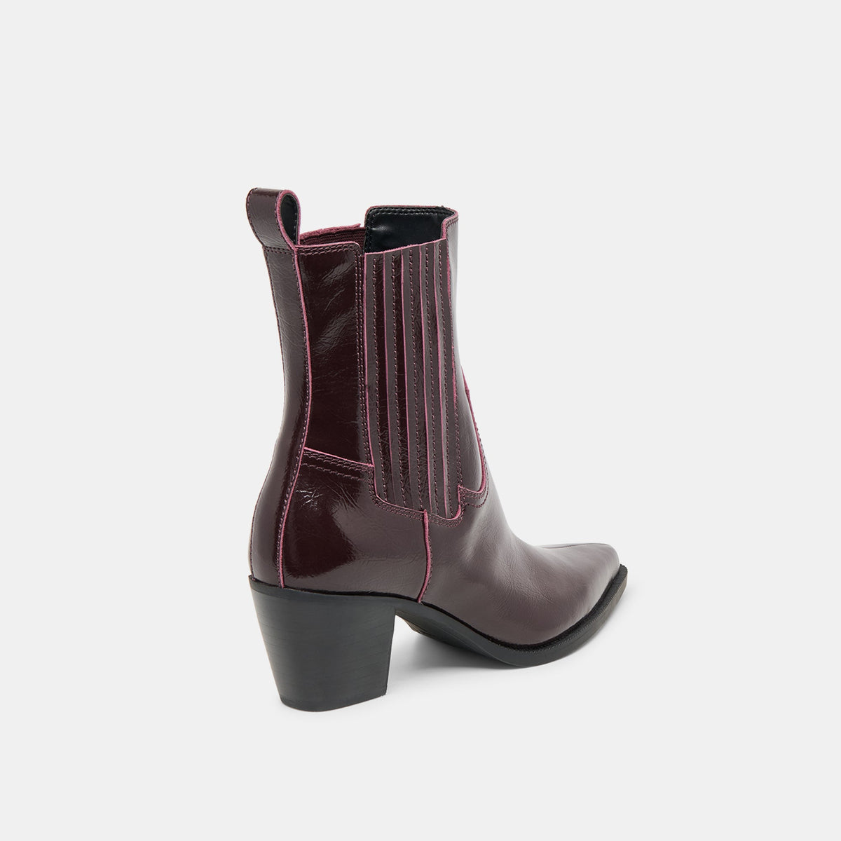 Slim Mulberry Crinkle Patent Booties | Dolce Vita