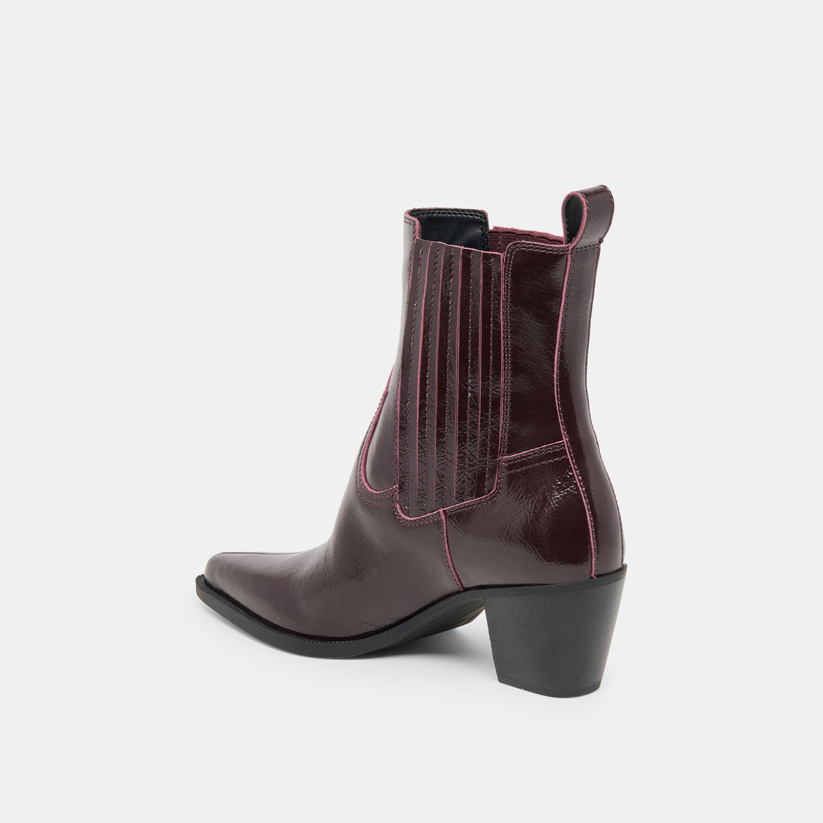 Slim Mulberry Crinkle Patent Booties | Dolce Vita