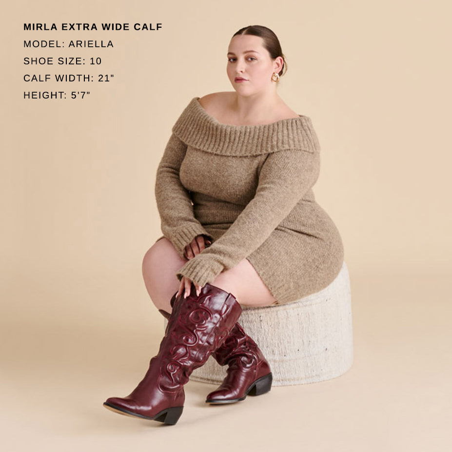 Mirla Oxblood Leather Extra Wide Calf Boots | Dolce Vita