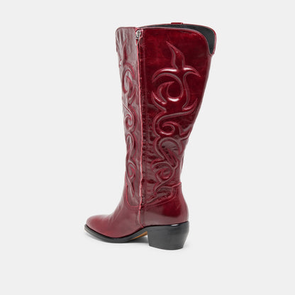 Mirla Oxblood Leather Extra Wide Calf Boots | Dolce Vita