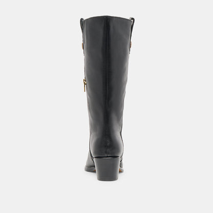 Vern Black Leather Wide Calf Boots | Dolce Vita