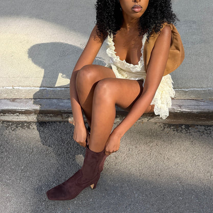 Roan Mahogany Stella Suede Boots | Dolce Vita