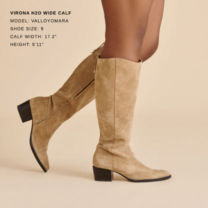 Virona H2O Waterproof Dk Taupe Suede Wide Calf Boots | Dolce Vita