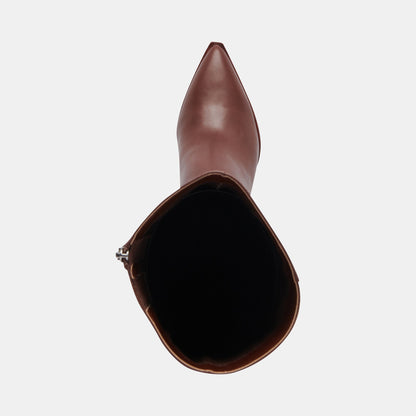Auggie Chocolate Leather Narrow Calf Boots | Dolce Vita