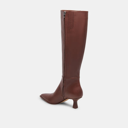 Auggie Chocolate Leather Narrow Calf Boots | Dolce Vita