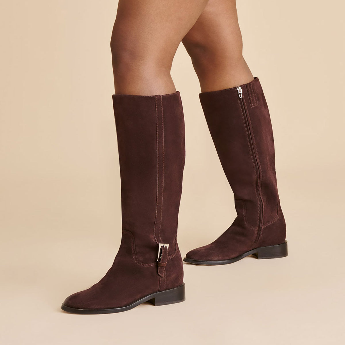 Kilian H2O Waterproof Mahogany Suede Wide Calf Boots | Dolce Vita