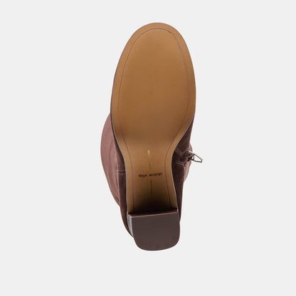 Hudsin Wide Calf Mahogany Suede Boots | Dolce Vita