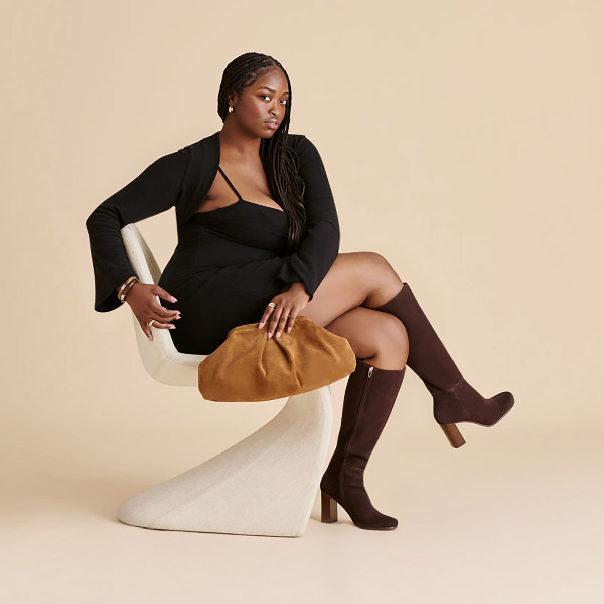 Hudsin Wide Calf Mahogany Suede Boots | Dolce Vita