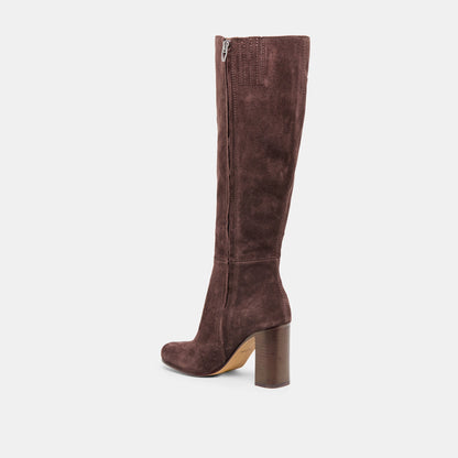 Hudsin Wide Calf Mahogany Suede Boots | Dolce Vita