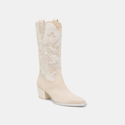 Vorah Pearl Creme Sequin Boots | Dolce Vita