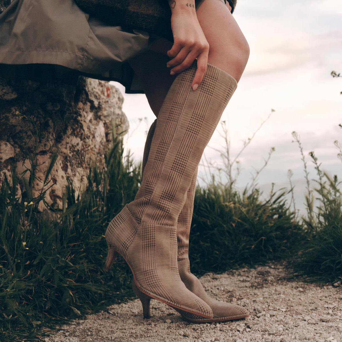 Aldy Herringbone Printed Suede Boots | Dolce Vita