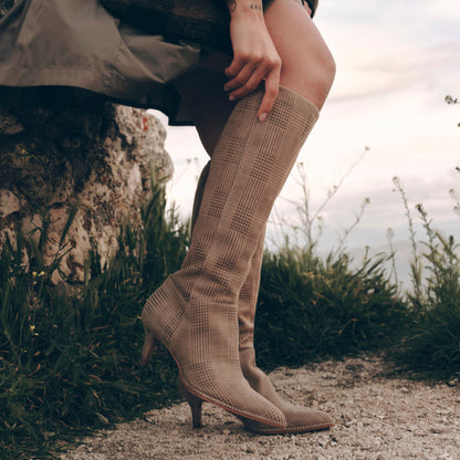 Aldy Herringbone Printed Suede Boots | Dolce Vita