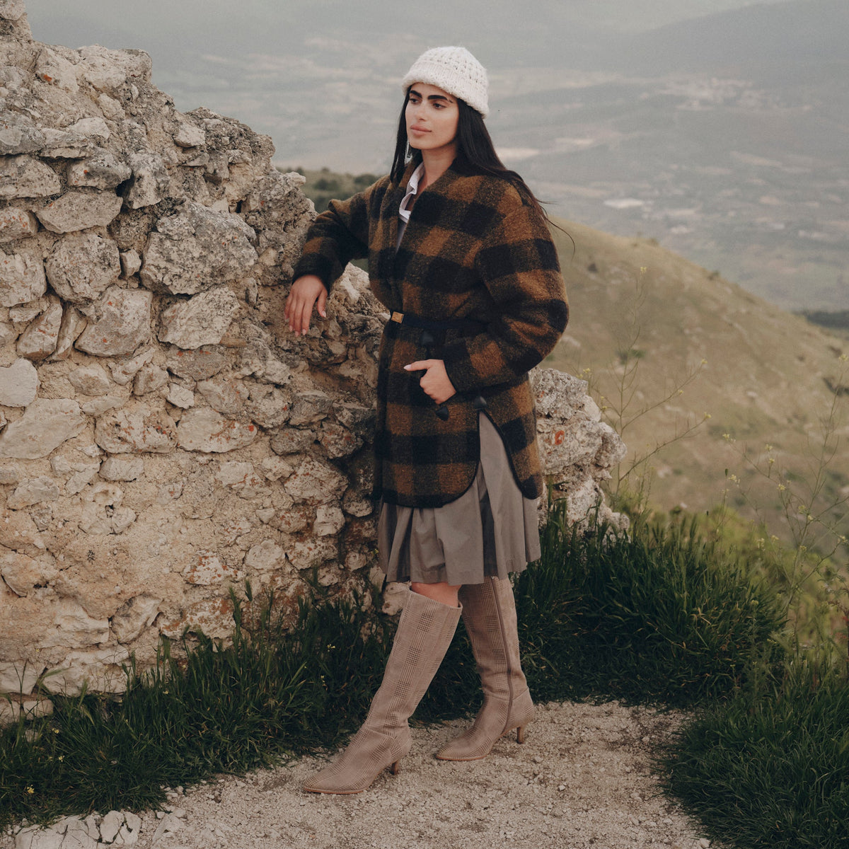 Aldy Herringbone Printed Suede Boots | Dolce Vita