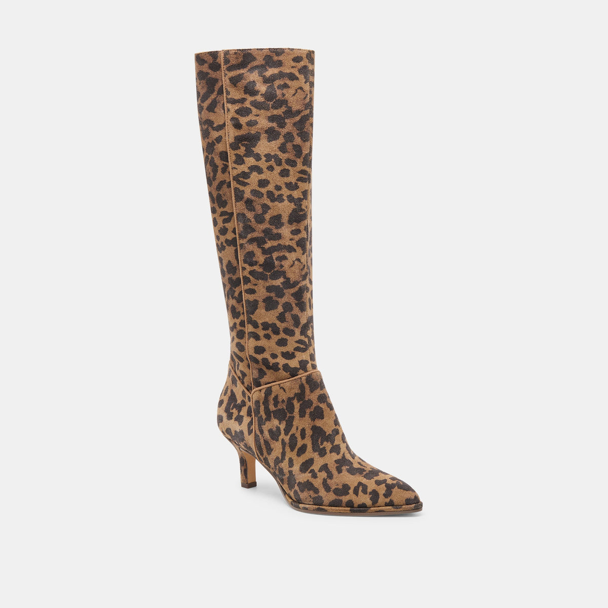 Aldy Brown Leopard Printed Suede Wide Calf Boots | Dolce Vita