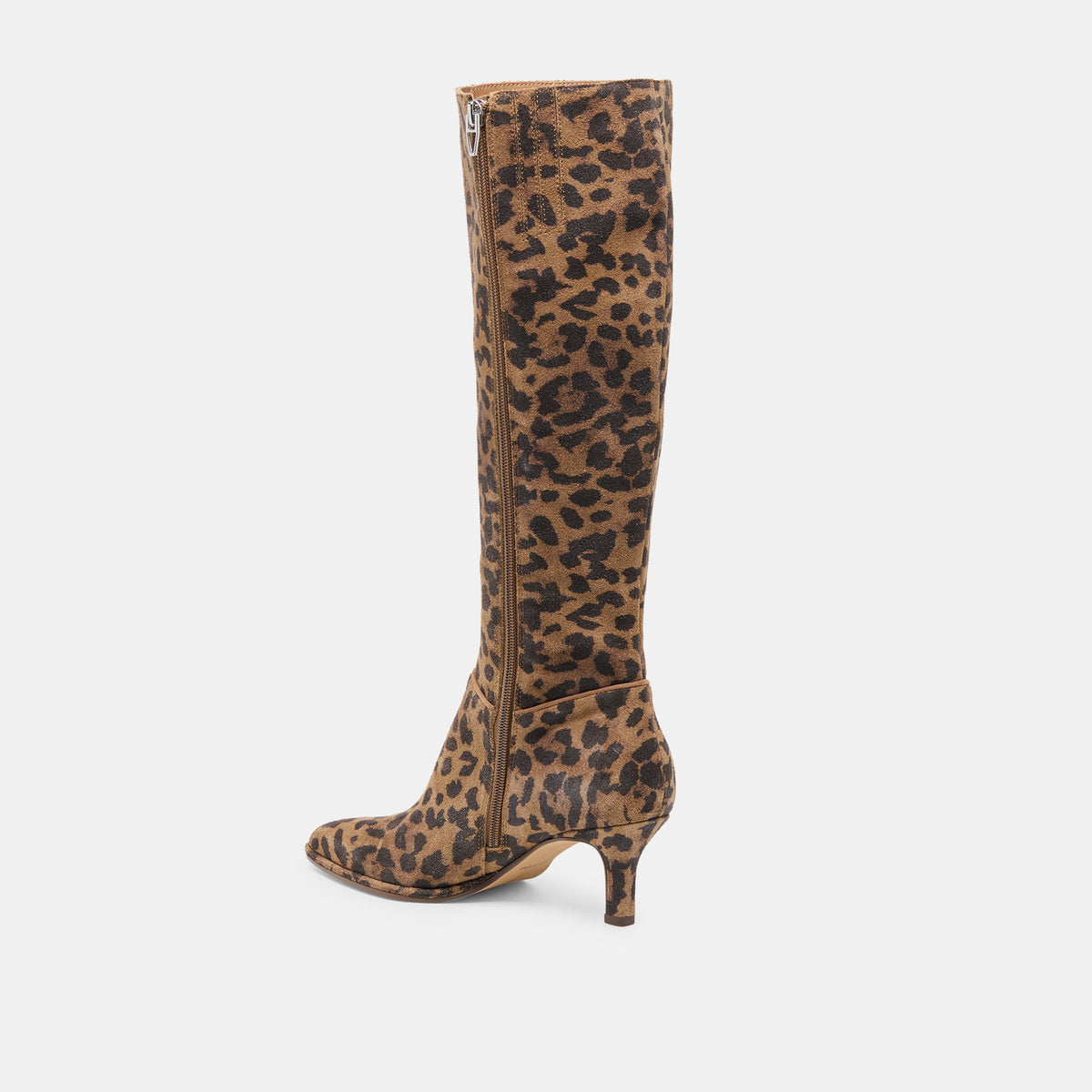 Aldy Brown Leopard Printed Suede Wide Calf Boots | Dolce Vita
